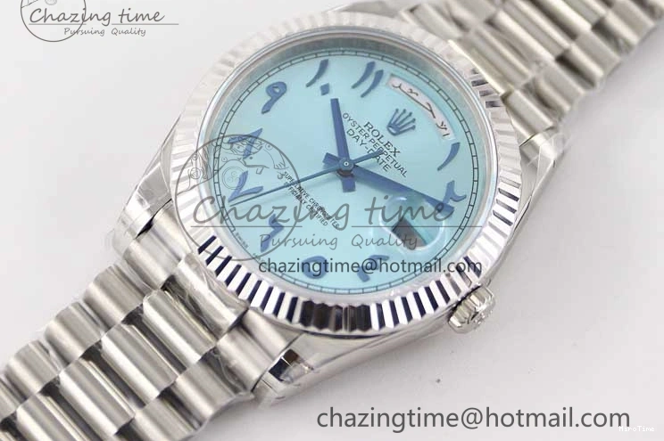 MiroTime 0219 Comfortable Day Date 40mm SS 904L Steel TWF 1:1 Best Edition Ice Blue Arabic Dial on SS Bracelet A 2357